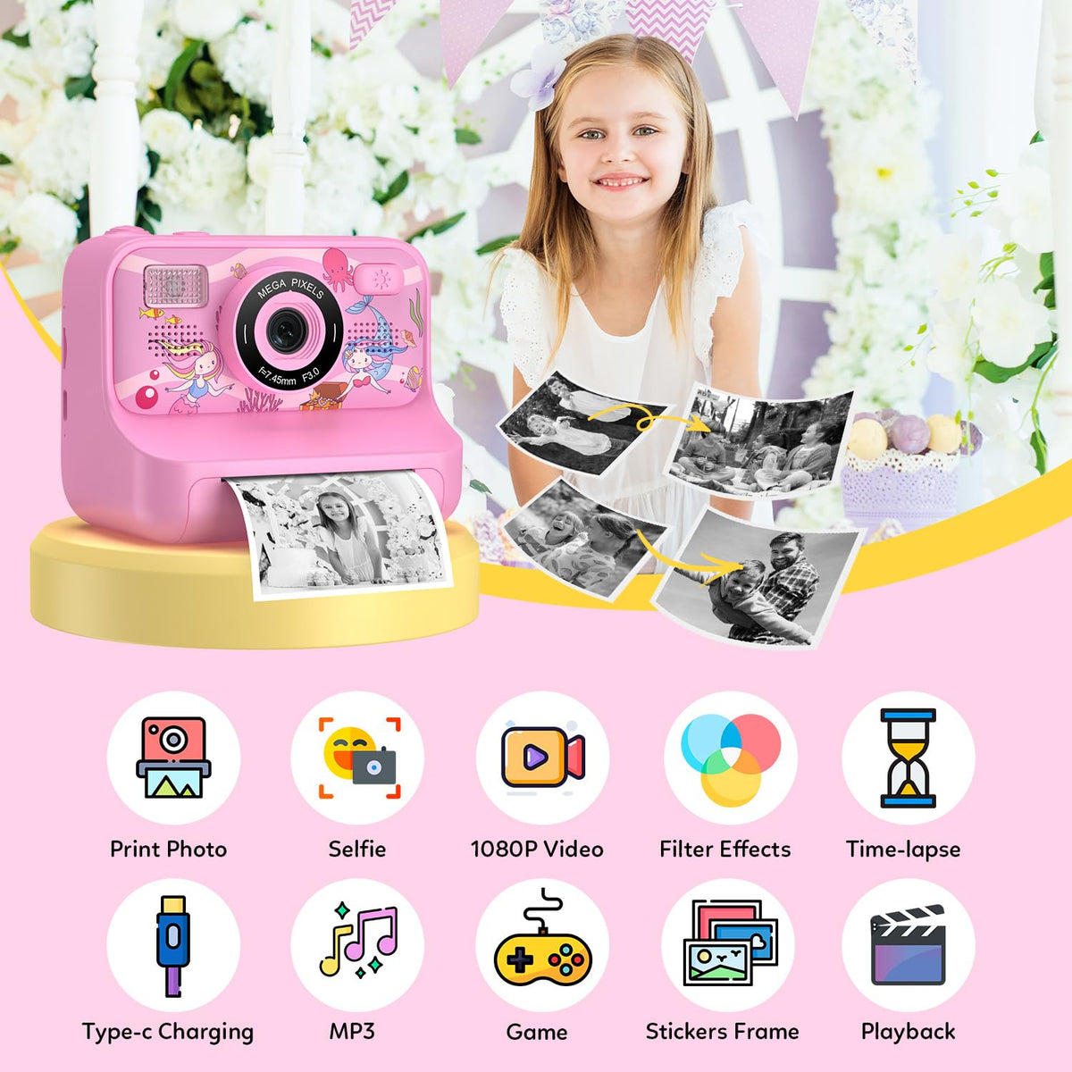 Kids Printing Camera for 3-12 Girls Boys Toddler Christmas Birthday Gifts 🍁 All In One Marketplace Canada