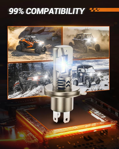 SEALIGHT 2026 Brightest H4/9003 LED Headlight Bulbs, 90,000LM 1200% Brighter, 6500K Cool White, 1:1 Size Wireless 9003 High and Low Beam, Plug and Play Halogen Replacement Conversion Kit, Pack of 2