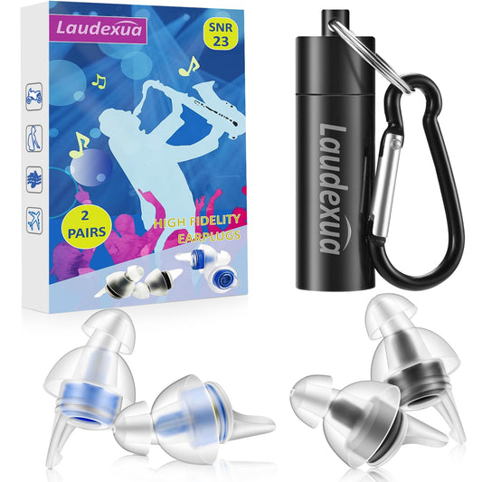 Laudexua High Fidelity Concert Ear Plugs, 2 Pairs Ear Protection Musician Earplugs for Concerts, Music Festival, Motorcycle, and Other Noise Reduction Events - Available at All In One Marketplace Canada