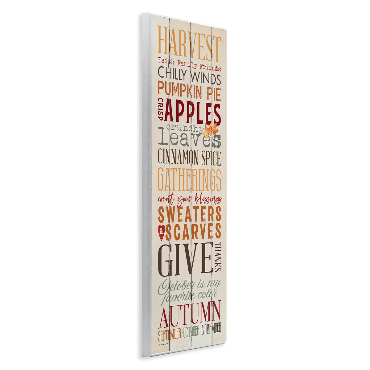 Panneaux et plaques décoratifs Stupell Industries à motif de citrouille, texte et texture de bois pour l'automne et l'Halloween, 7 x 17 po, multicolore