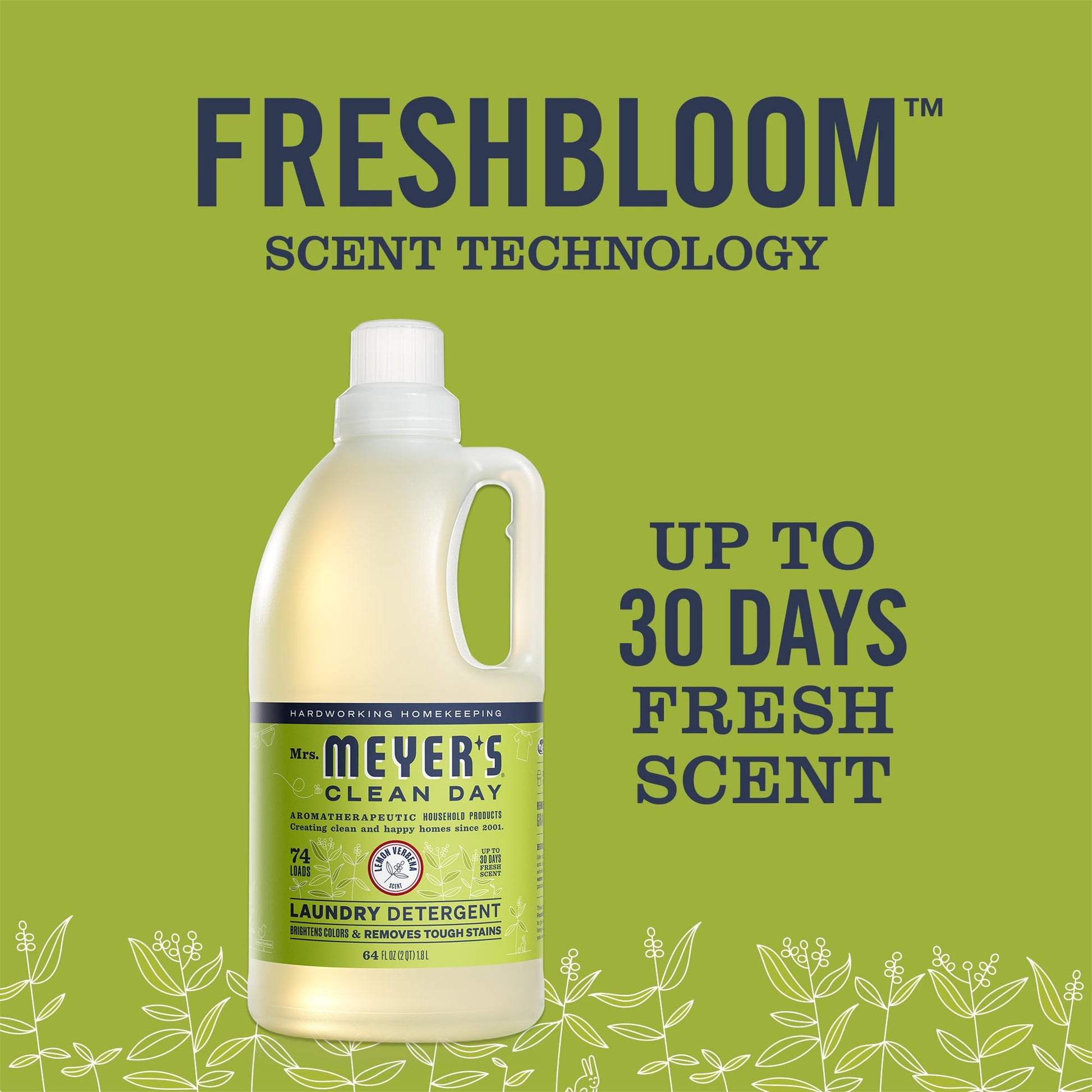 Mrs. Meyer's Clean Day Laundry Detergent, Lemon Verbena Scent, 1.8L (Packaging May Vary) MRS. MEYER'S