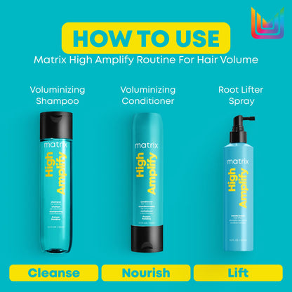 Matrix High Amplify Volumizing Shampoo, Instant Lift & Lasting Volume, Silicone-Free, Boost Structure in Fine, Limp Hair, Salon Professional Shampoo