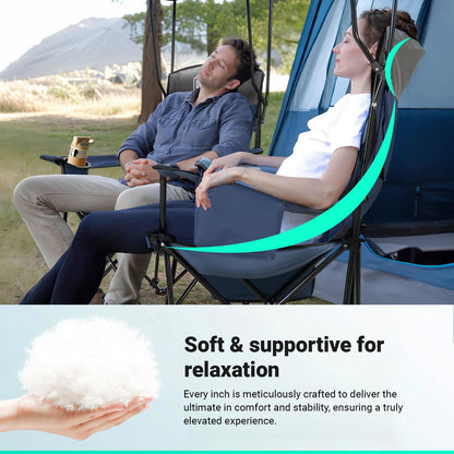 Overmont Beach Chair with Canopy Shade and Cooler - Support 330lbs Oversized Folding Camping Chair with Umbrella- Cup Holder - Cool Bag - Lounge Chair for Sand Travel Outdoor Pool Sports Blue 2pcs OVERMONT