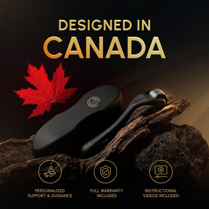 Derma Microneedling Roller - 1.5mm Titanium Needles - Designed in Canada - for Men and Women - Storage Case Included (Matte Black) - Available at All In One Marketplace Canada