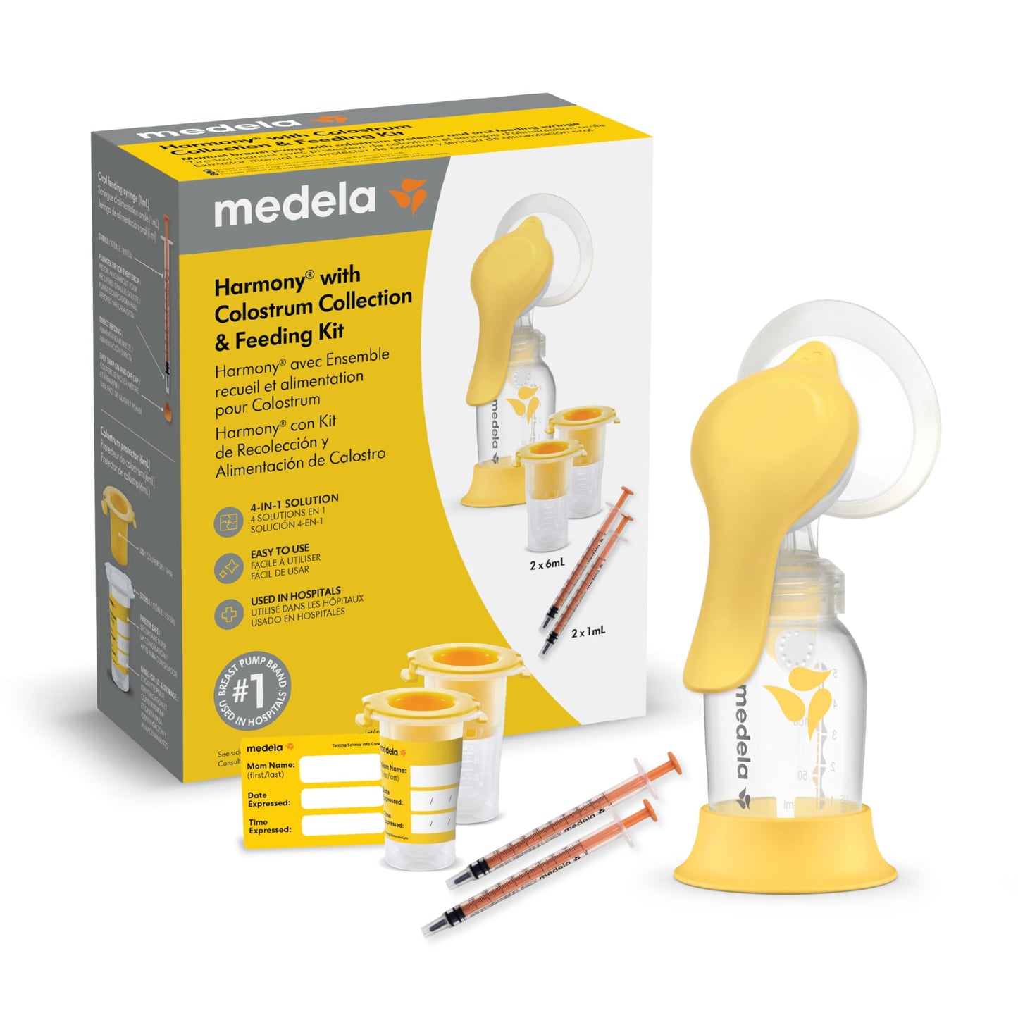 Medela Harmony Manual Breast Pump with Colostrum Collection and Feeding Kit, 4-in-1 Solution, Collect, Store, Feed, and Pump, Includes Colostrum Collectors and Feeding Syringes