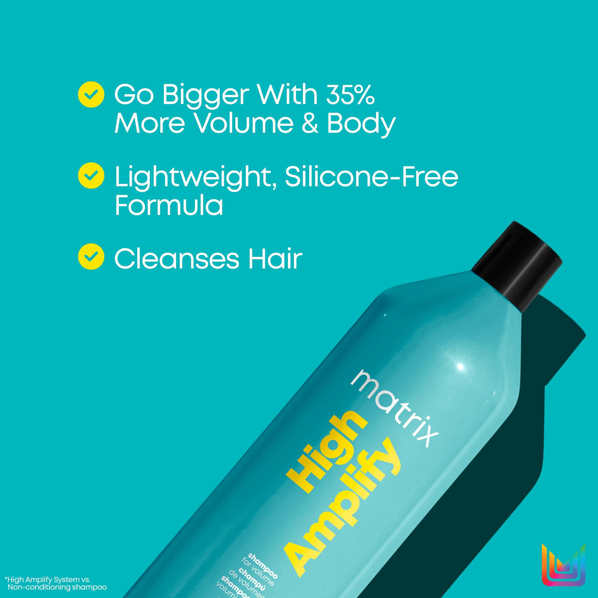 Matrix High Amplify Volumizing Shampoo, Instant Lift & Lasting Volume, Silicone-Free, Boost Structure in Fine, Limp Hair, Salon Professional Shampoo