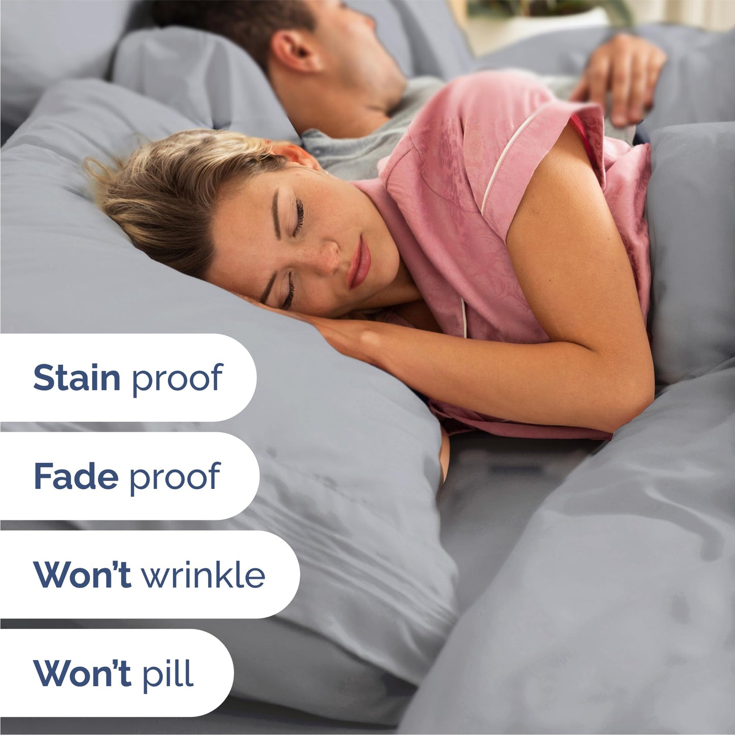 Queen Size 4 Piece Sheet Set - Comfy Breathable & Cooling Sheets - Hotel Luxury Bed Sheets for Women & Men - Deep Pockets, Easy-Fit, Soft & Wrinkle Free Sheets - Steel Blue Oeko-Tex Bed Sheet Set