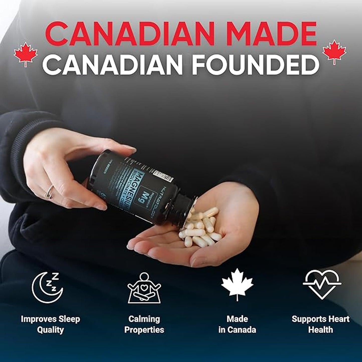Nutratology® Magnesium Bisglycinate + Oxide | Canadian-Made | Relaxes Muscles, Improves Sleep Quality, Maintains Proper Muscle Functions & Enhances Bone Density | 250MG Per Capsule | 120 Capsules