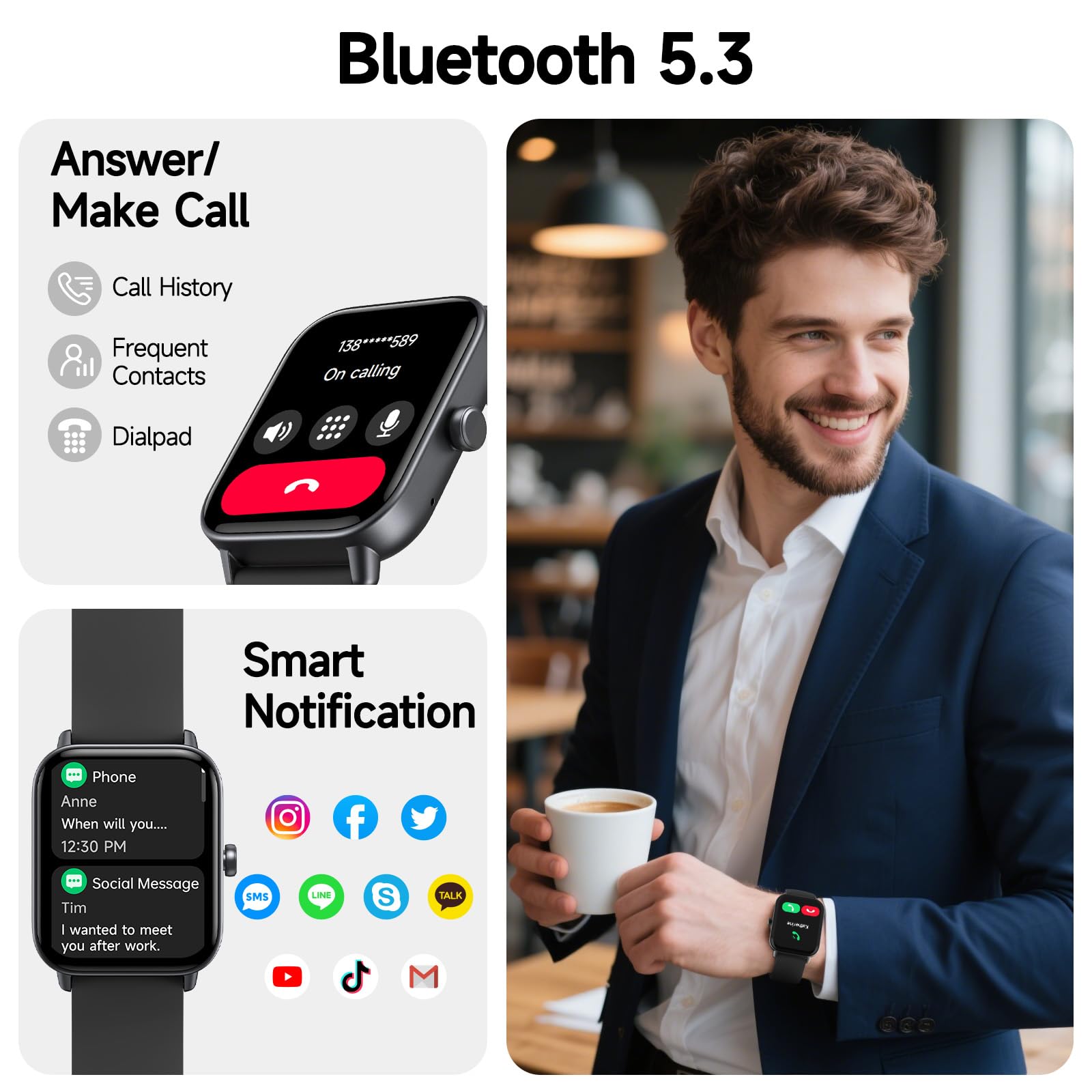 Smart Watch for Men Women (Answer/Make Call), Alexa Smartwatch Compatible with Android iOS, Fitness Tracker with Heart Rate SpO2 Sleep Monitor, 1.8'' HD DIY Dial Waterproof Watch with Bluetooth Call - Available at All In One Marketplace Canada