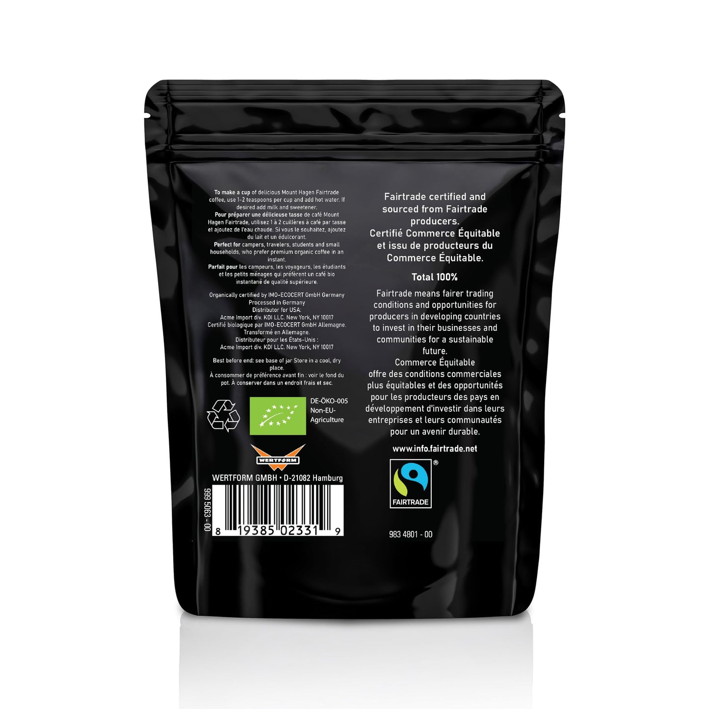 Mount Hagen Organic Freeze-Dried Instant Coffee – 7.05oz Medium Roast Arabica