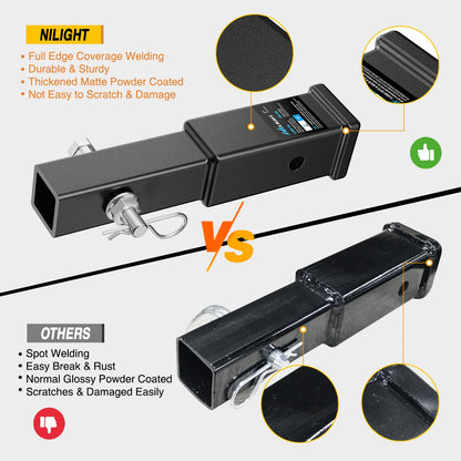 Nilight Trailer Hitch Extender 7 inch Extension Length Fits for 2" Receiver Tube with 5/8 inch Stainless Steel Bolt Flange Nut and Clip 3,500 lbs GTW Matte Black 🍁 All In One Marketplace Canada