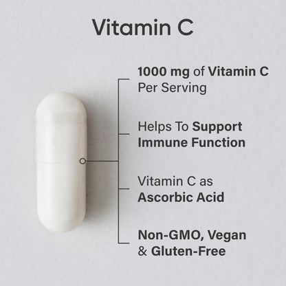 Sports Research® Vitamin C 1000mg - Non-GMO Project Verified Ascorbic Acid Vitamin C Supplement for Immune Support & Antioxidant Protection | Vegan Friendly, 8 Month Supply (240 Count) - Available at All In One Marketplace Canada