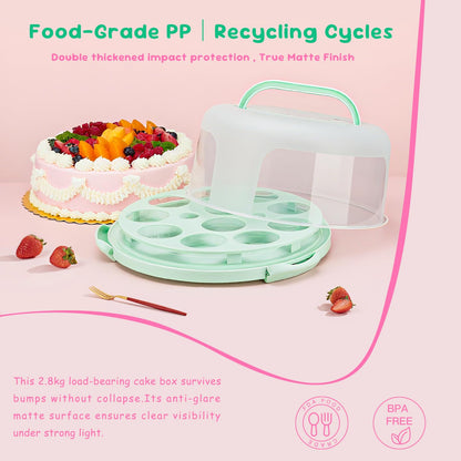 Cake Carrier With Lid And Handle, Bpa-Free Cake Holder With Lid For 10 Inch Round Cake Carrier With 10 pcs Round Golden Cake Boards And Portable Insulated Bag 🍁 All In One Marketplace Canada