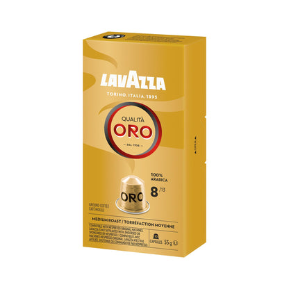 Lavazza Qualita Oro Medium Roast Coffee Capsules Compatible with Nespresso Original Machines, 100% Arabica, floral and fruit notes (100 capsules)