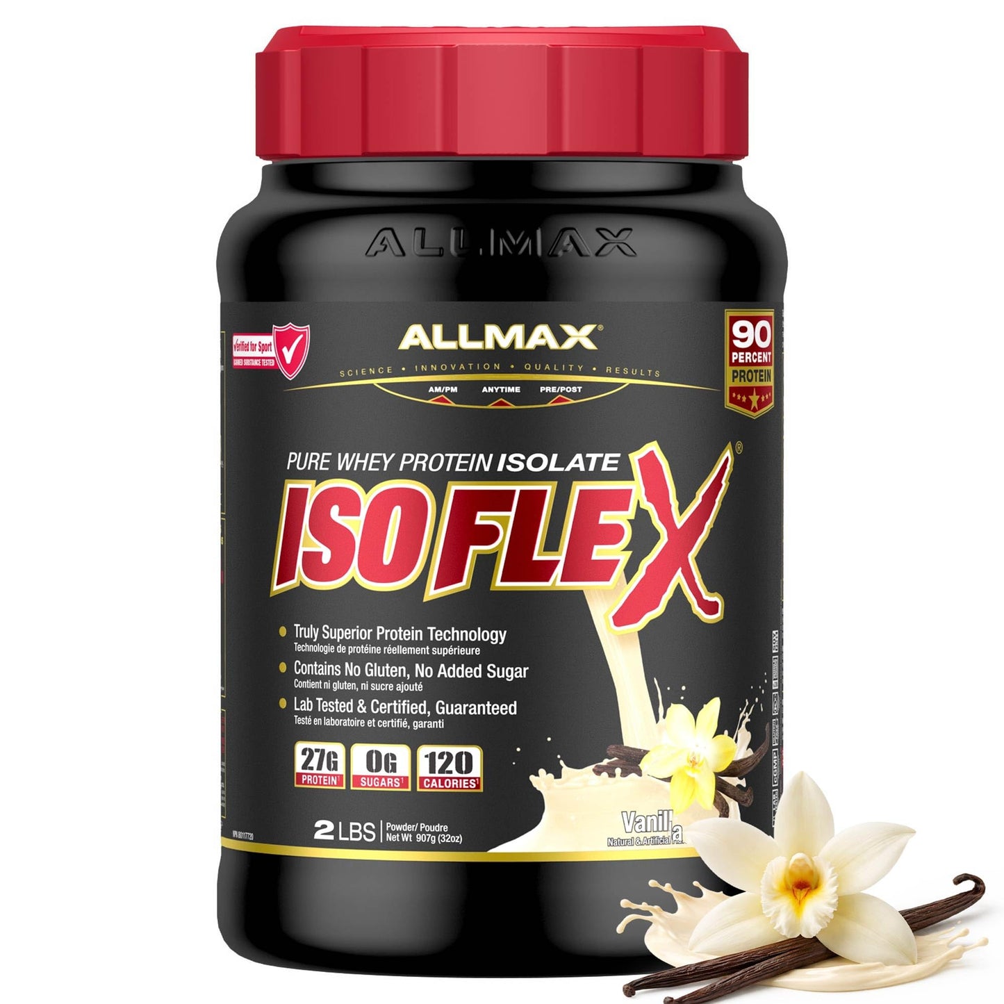 ALLMAX ISOFLEX Whey Protein Isolate, Vanilla, 2 lb ALLMAX