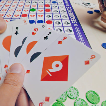Jax Sequence - Original Sequence Game with Folding Board, Cards and Chips, 10.3" X 8.1" X 2.31"