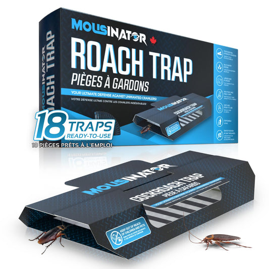 MOUSINATOR Cockroach Traps, 18-Pack, Larger and Multi-Entry Design with Extra-Strong Adhesive, Sticky Glue Cockroach Trap for Indoor Use, Family-Safe, Easy and Ready-to-Use - Available at All In One Marketplace Canada