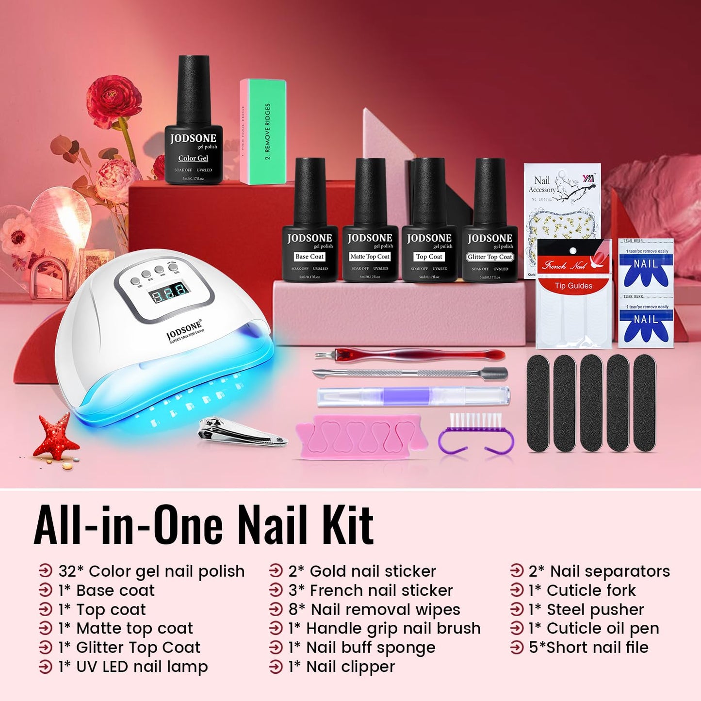 36 PCS Gel Nail Polish Kit with U V Light include 32 Colors Gel Polish Nail Soak Off Base No Wipe Top and Matte Top Coat Nail Polish Set Manicure Tools Lamp Gifts for Women - Available at All In One Marketplace Canada