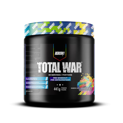 REDCON1 Total War Pre Workout Powder, Rainbow Candy - Beta Alanine + Citrulline Malate Vegan & Keto Friendly Preworkout for Men & Women with 250mg of Caffeine - Fast Acting HMB (30 Servings) Redcon1