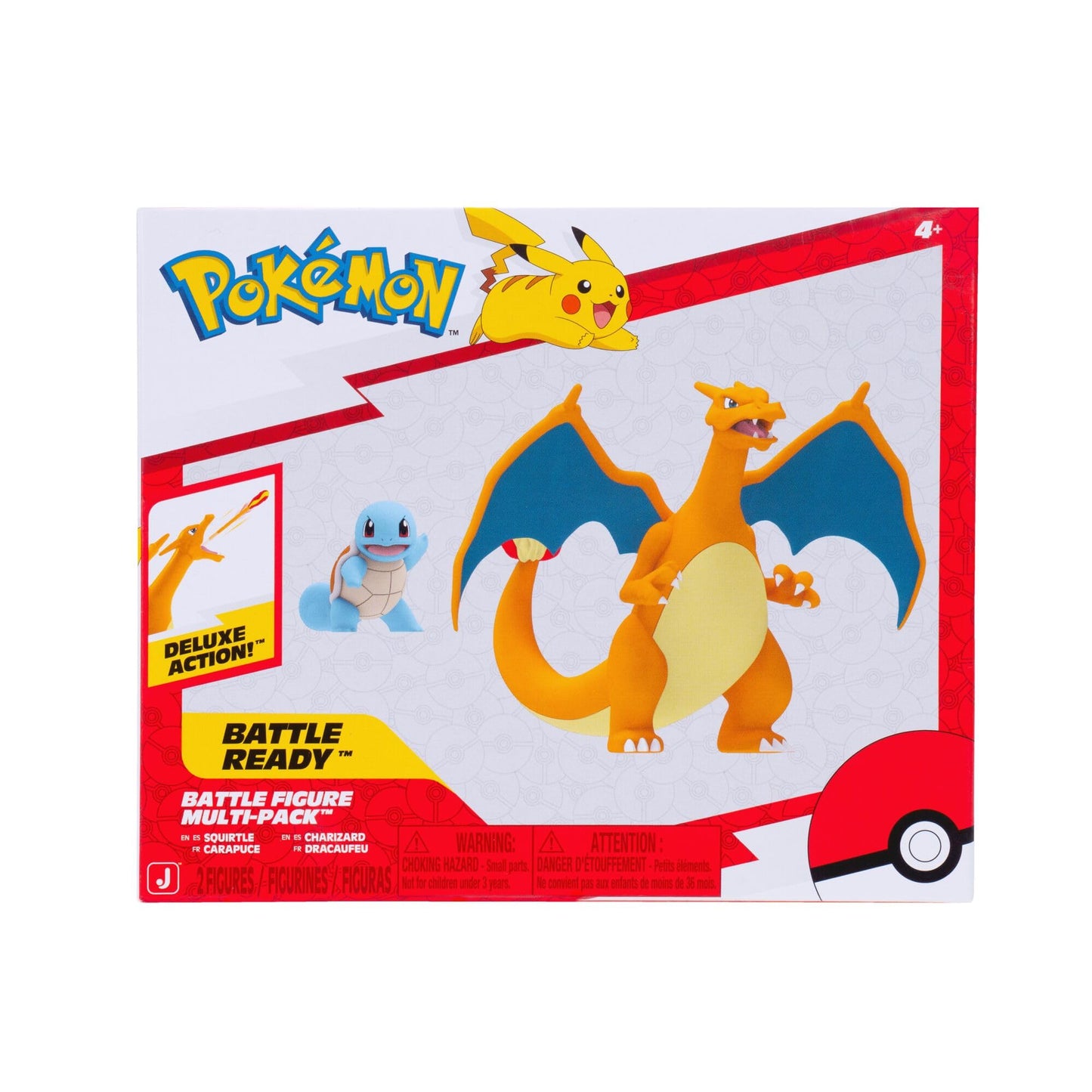 Pokemon Fire and Water Battle Pack - Includes 4.5 Inch Flame Action Charizard and 2" Squirtle Action Figures Jazwares