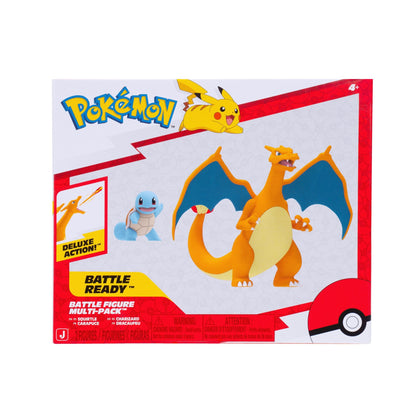 Pokemon Fire and Water Battle Pack - Includes 4.5 Inch Flame Action Charizard and 2" Squirtle Action Figures Jazwares