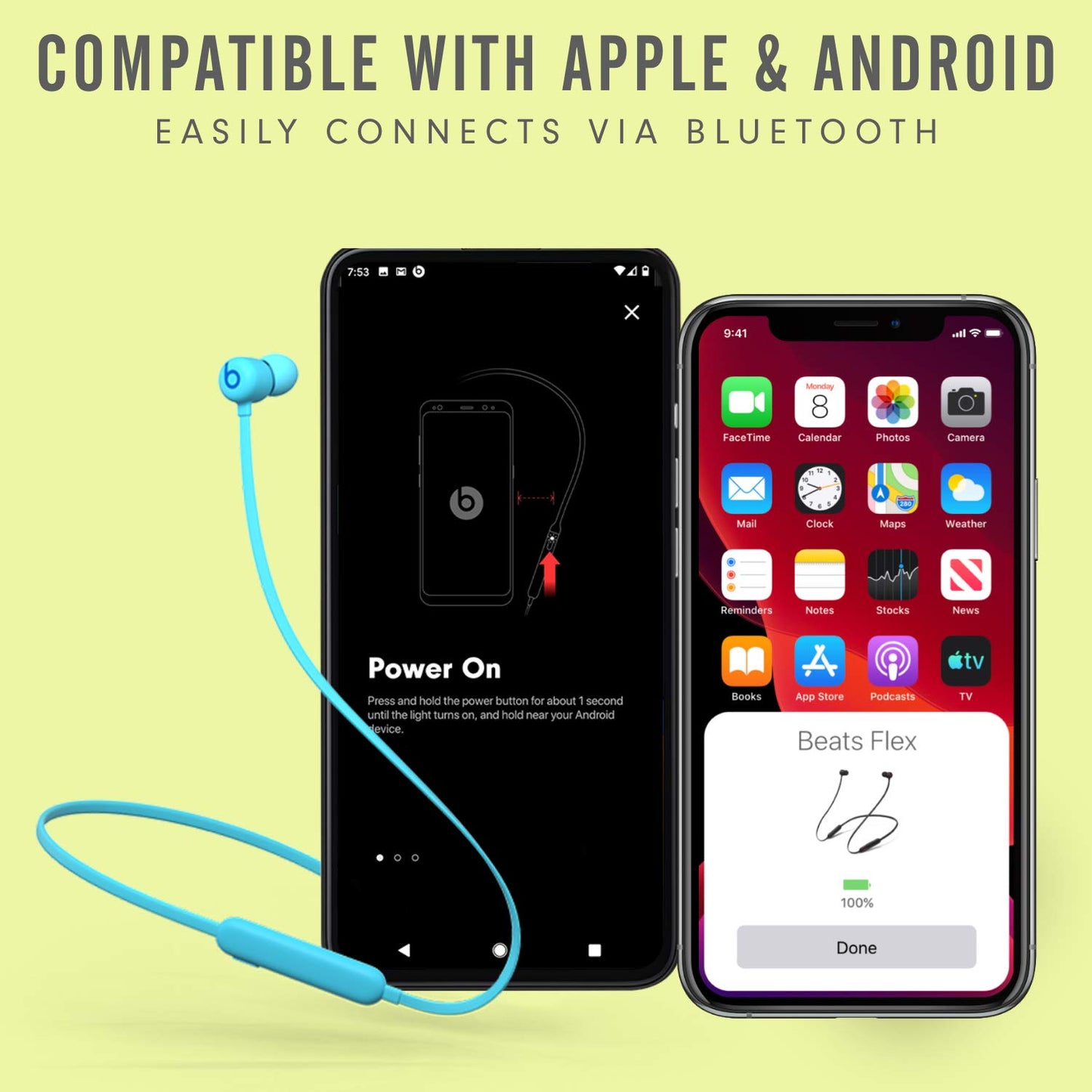 Beats Flex Wireless Earbuds Apple W1 Headphone Chip, Magnetic Earphones, Class 1 Bluetooth, 12 Hours of Listening Time, Built-in Microphone - Blue 🍁 All In One Marketplace Canada