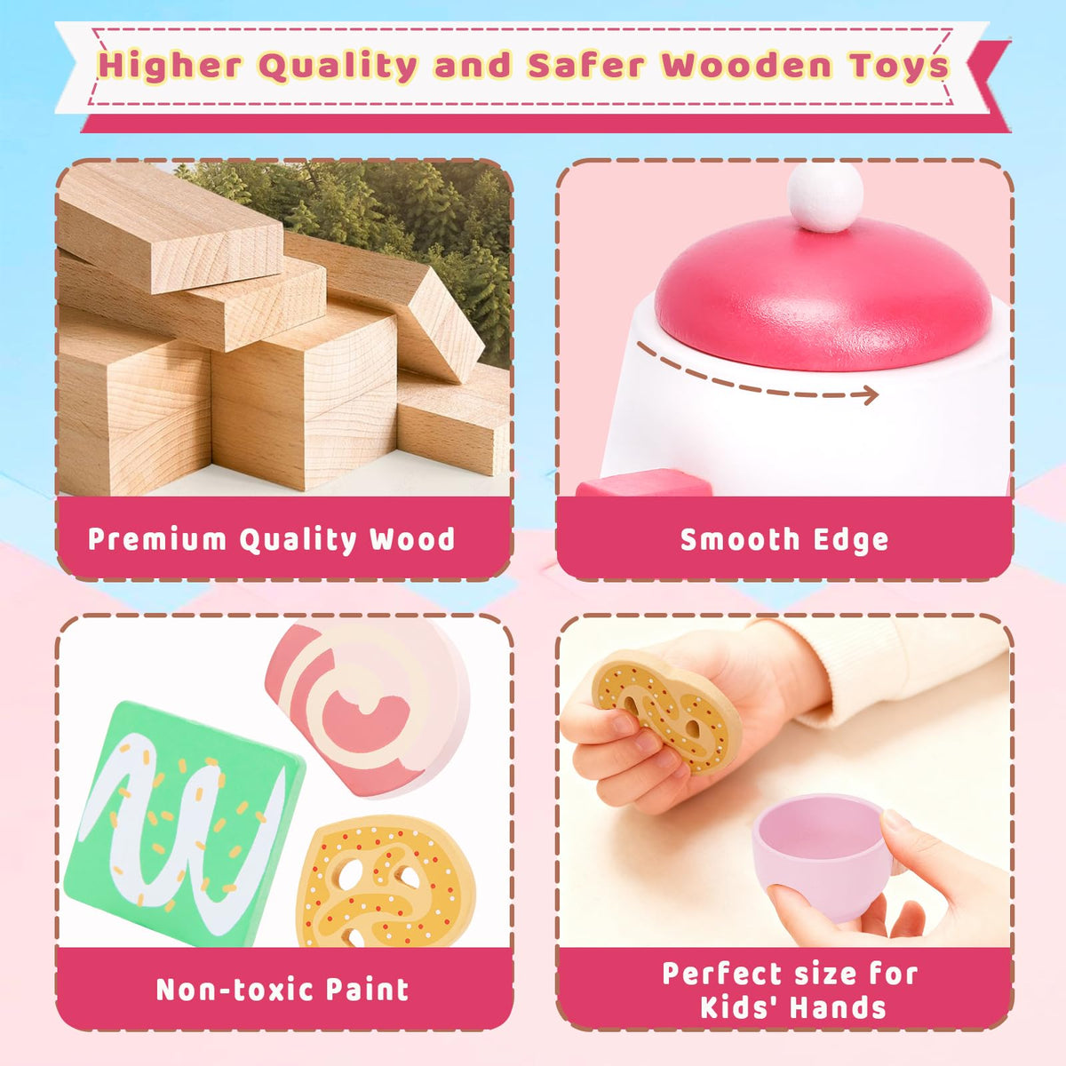 LOYO Unicorn Wooden Tea Party Set, Pretend Play Toddler Girl Toys Ages 3-5 🍁 All In One Marketplace Canada