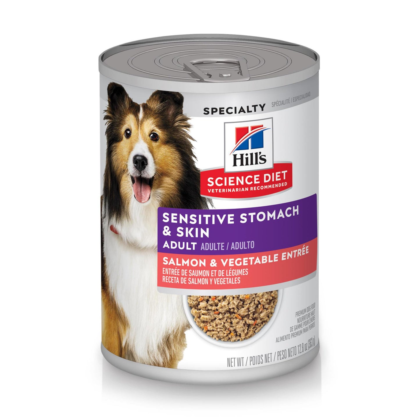 Hill's Science Diet Adult Sensitive Stomach & Skin Canned Dog Food, Salmon & Vegetable Entrée, 12.8 oz, 12 Pack Wet Dog Food 🍁 All In One Marketplace Canada
