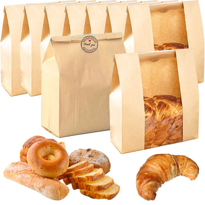 100 pack Bread Paper Bags for Homemade Bread with Window, 13.7x8.2x3.5 in 🍁 All In One Marketplace Canada