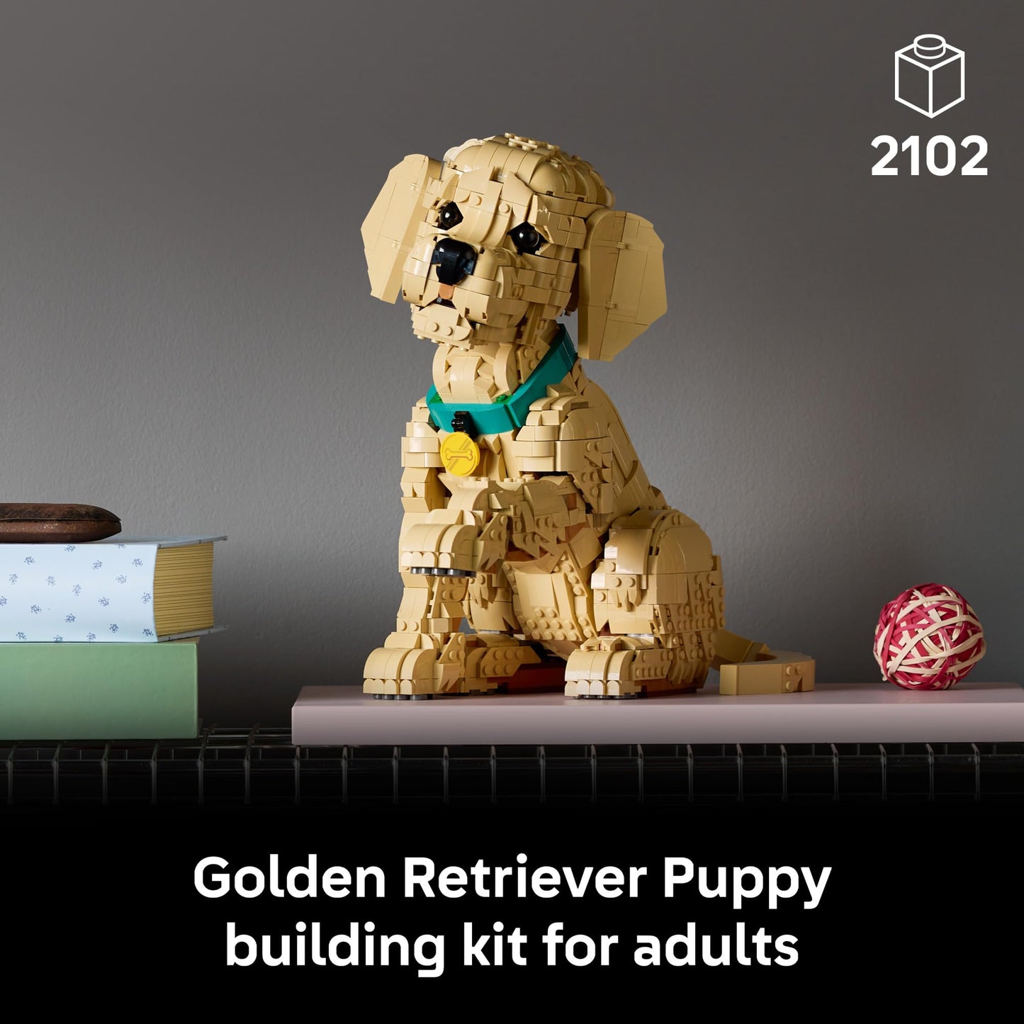LEGO Icons Golden Retriever Puppy Building Set for Adults, Ages 18+ - Decor for Home, Bedroom, or Book Shelf - Gifts for Women & Men - Posable Dog Figure - 11384 LEGO