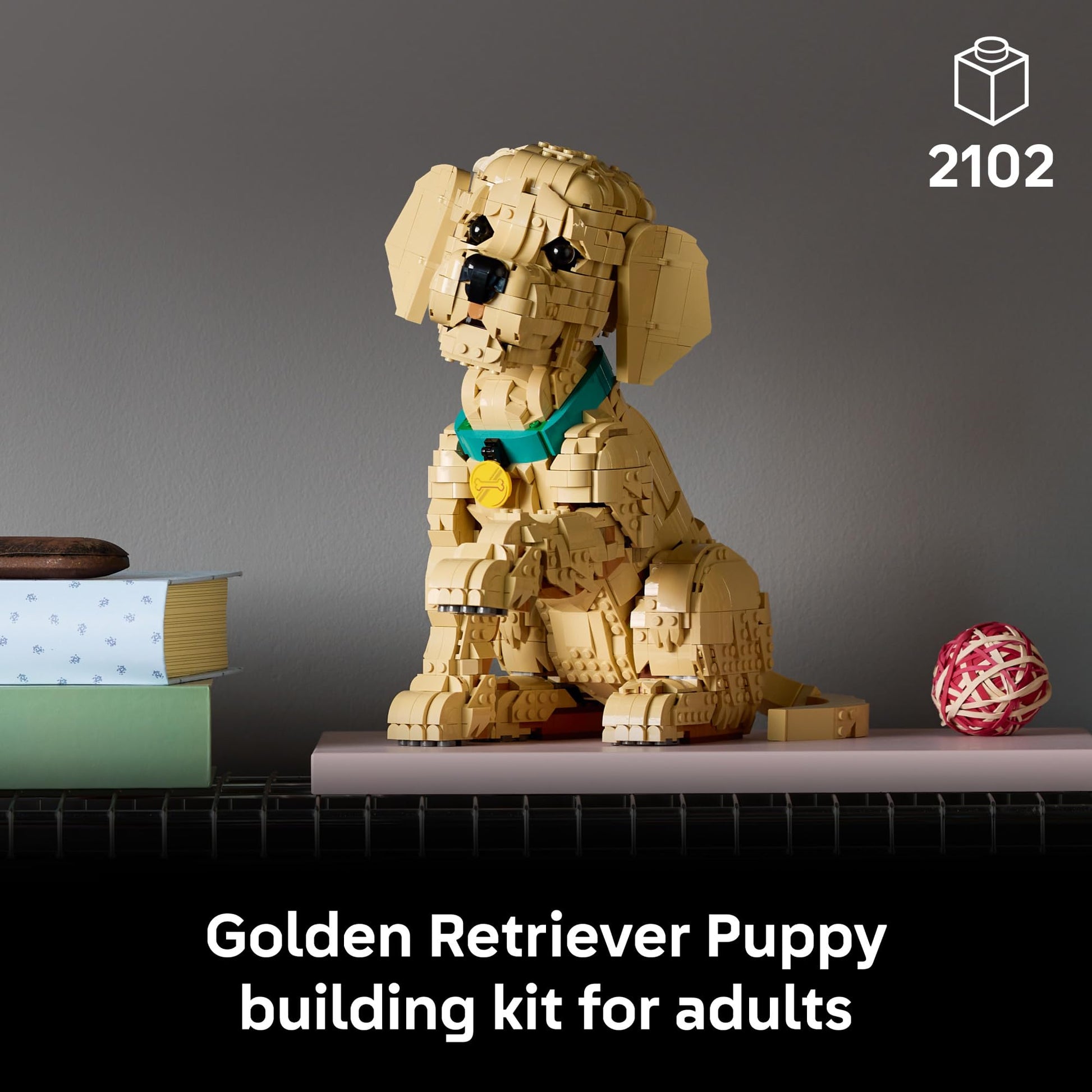 LEGO Icons Golden Retriever Puppy Building Set for Adults, Ages 18+ - Decor for Home, Bedroom, or Book Shelf - Gifts for Women & Men - Posable Dog Figure - 11384 LEGO