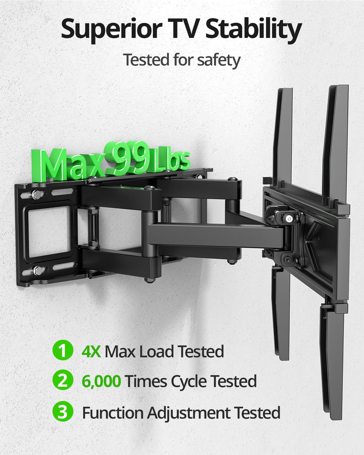 USX MOUNT Full Motion TV Wall Mount for Most 32-70 inch TVs up to 99 Lbs, Wall Mount TV Bracket with Articulating Swivel Tilting, TV Mount Fit 12" 16" Wood Studs, Max VESA 400x400mm, XMM903