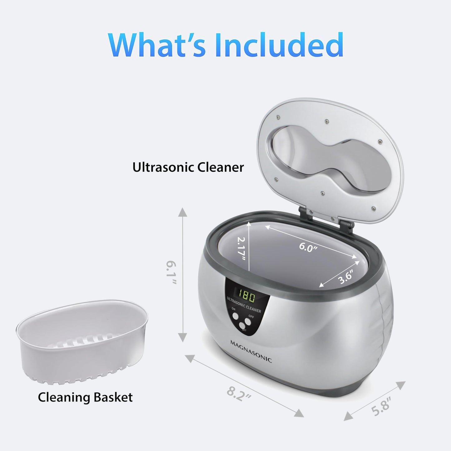 Magnasonic Ultrasonic Cleaner - 20oz Stainless Steel Tank, Digital Timer, 5 Cleaning Modes, Ultrasonic Jewelry Cleaner for All Jewelry, Eyeglasses, Watches, Dentures, Retainers & More 🍁 All In One Marketplace Canada Magnasonic