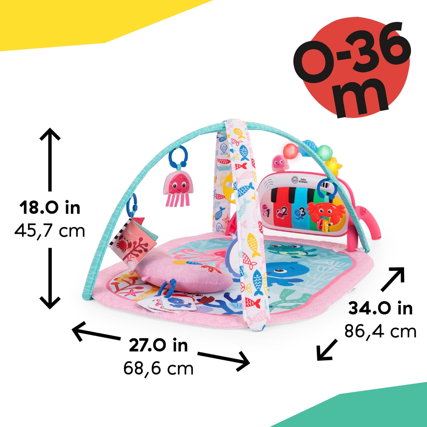 Baby Einstein Ocean Explorers 4-in-1 Kickin’ Tunes Jellyfish Jamboree Music & Language Discovery Gym, Pink, Ages 0 Months and Up 🍁 All In One Marketplace Canada