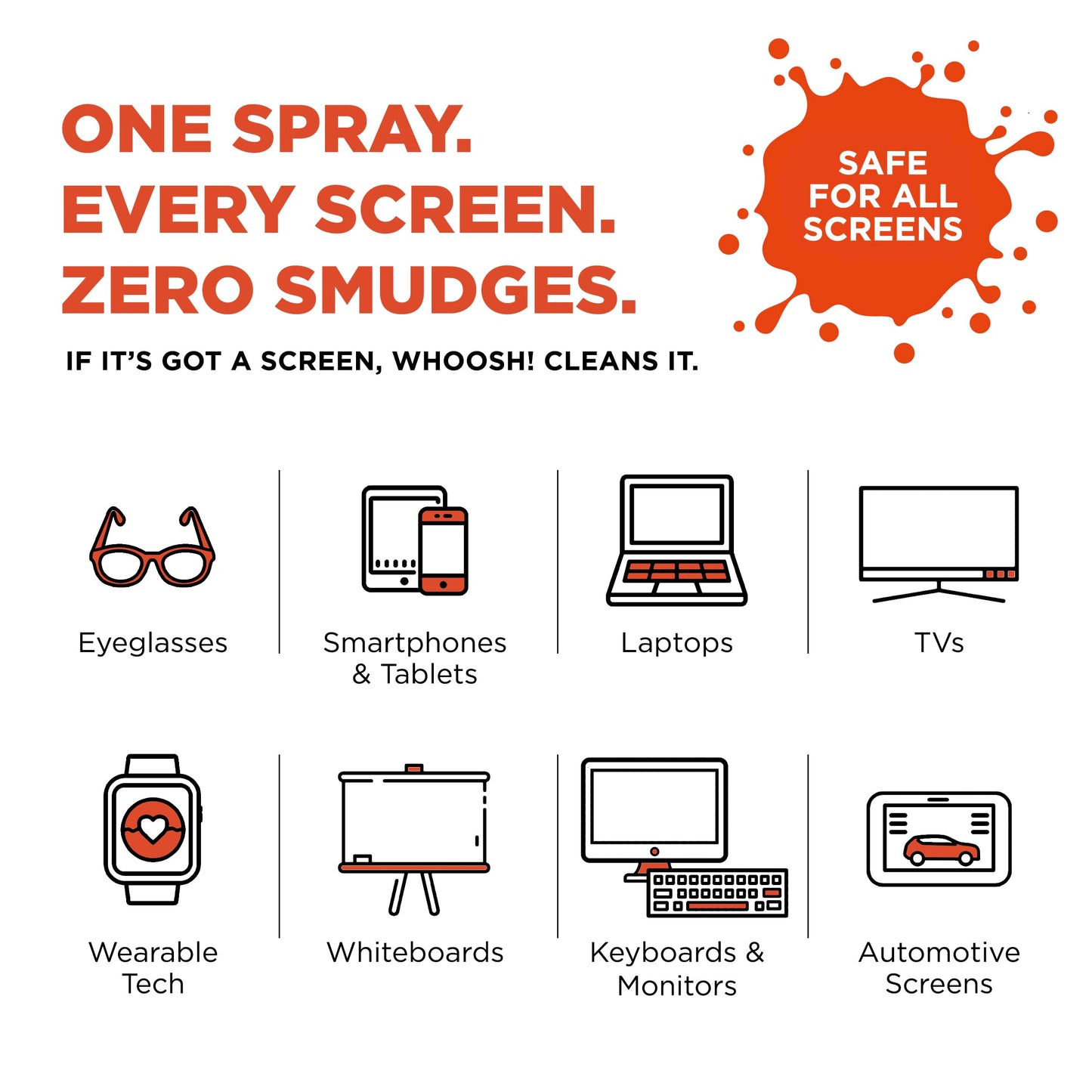 WHOOSH! Screen Shine Go 30 ml – Refillable Laptop Cleaner, Safe Streak-Free Glasses Cleaning Spray for TV, OLED, MacBook, Monitor or Car, Includes 15x15 cm PROTX2 Microfiber Cloth - Available at All In One Marketplace Canada