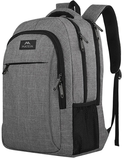 MATEIN Travel Laptop Backpack, Business Anti Theft Slim Sturdy Laptops Backpack, Water Resistant College School Computer Bag Gift for Men & Women Fits 15.6 Inch Notebook, Grey