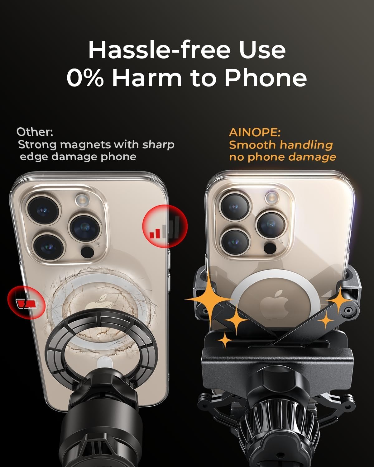 AINOPE Phone Holder for Car Vent【2026 Auto Lock】 Car Phone Holder Mount for Car Accesorries for Women Men Mom, Cell Phone Holder Car Vent Clip Hand Free for All 4-7 Inch iPhone 17 16 Pro Samsung S25 - Available at All In One Marketplace Canada