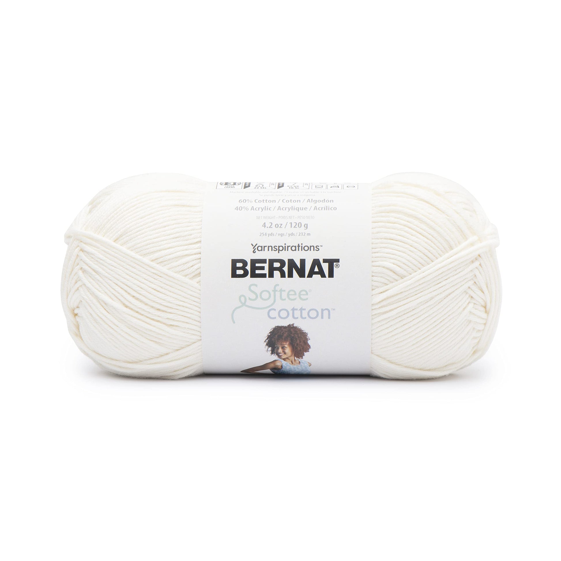 Bernat Softee Cotton Cotton Yarn - 3 Pack of 120g/4.25oz - Nylon - 3 DK (Light) - 254 Yards - Knitting/Crochet Bernat
