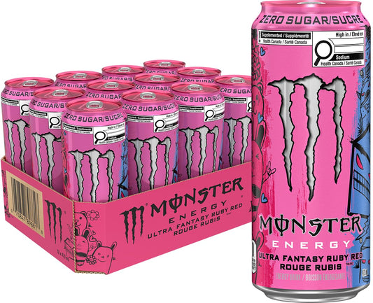 Monster Energy, Ultra Fantasy Ruby Red, 473mL (12 Pack) – Zero Sugar Energy Drink