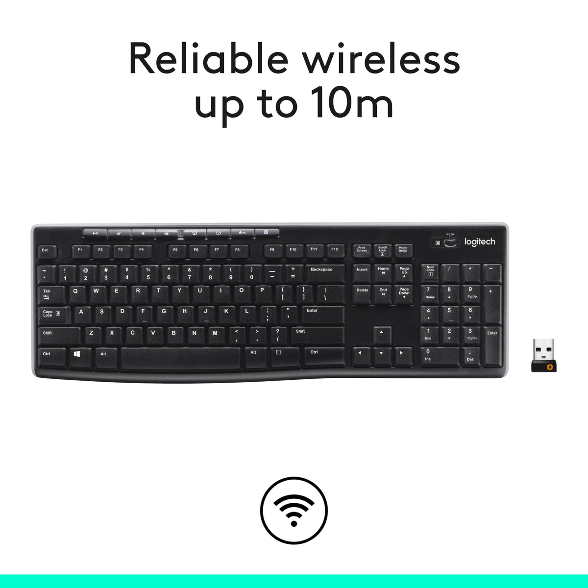 Logitech K270 Full Size Wireless Keyboard for Windows - Black
