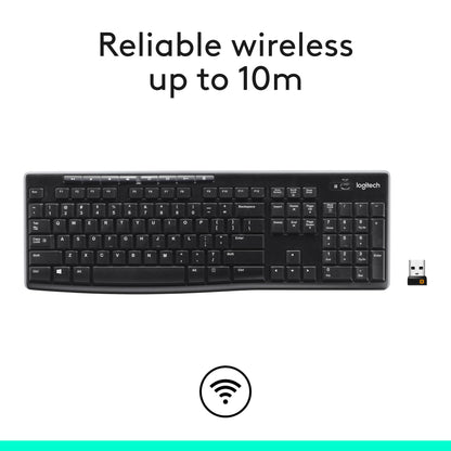 Logitech K270 Full Size Wireless Keyboard for Windows - Black