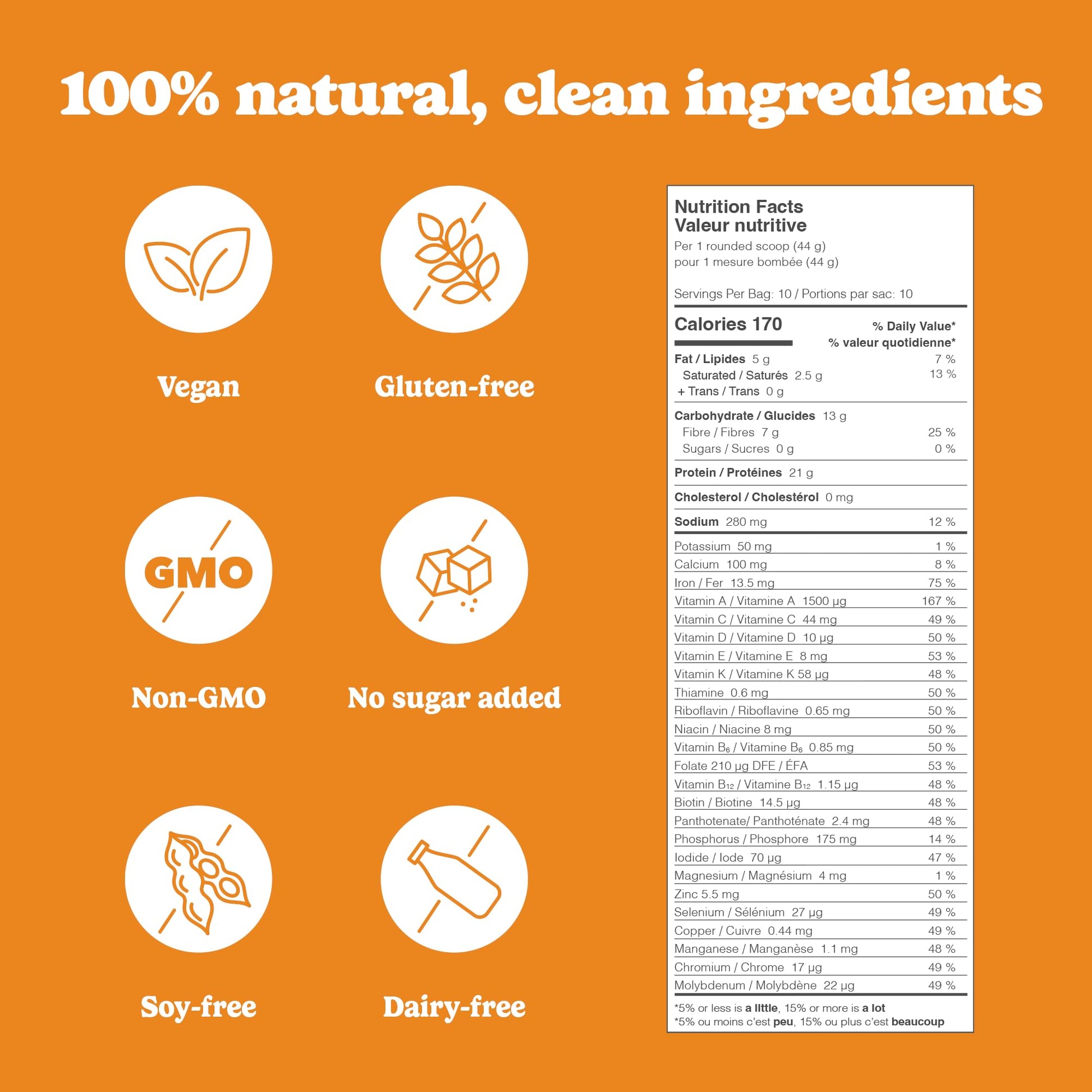 Good Protein Vegan Plant-based Protein Powder 100% Natural, Non-GMO, Dairy-free, Gluten-free, Soy-free, No Added Sugar and Nothing Artificial. Orange Cream Pop All-in-One Shake 880 grams