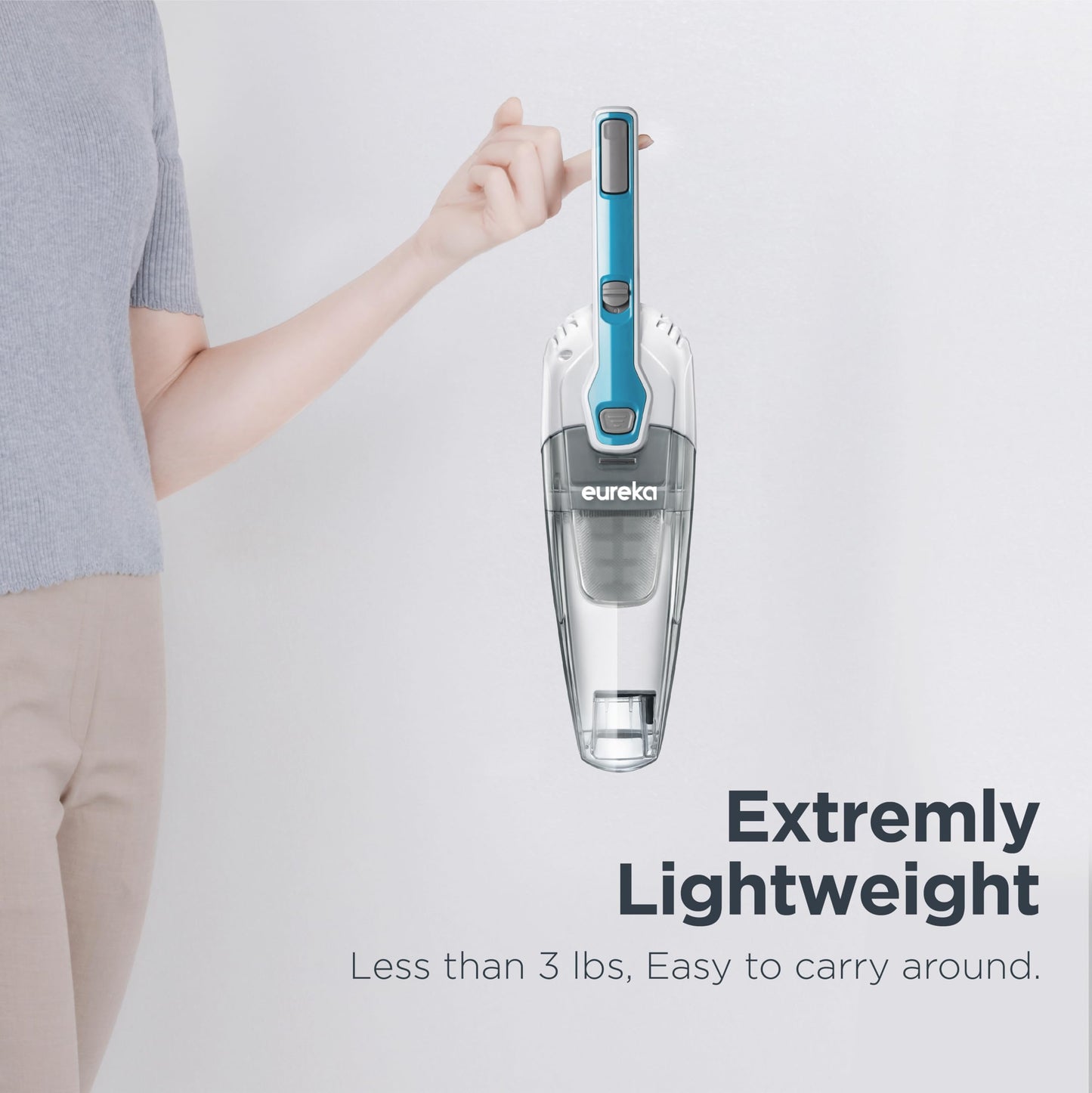 Eureka Home Lightweight Corded Stick Vacuum Cleaner, Powerful Suction Convenient Small Vacuum for Hard Floor, 3-in-1 Hand Vacuum, Aqua Blue, NES100 EUREKA
