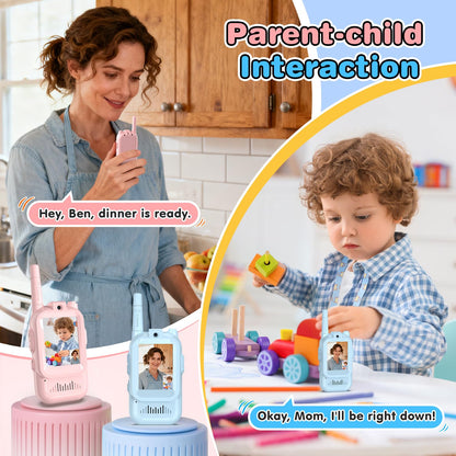 Video Walkie Talkies for Kids, 2 Pack Facetime Walkie Talkies with HD Camera & Voice Changer for Boys Girls for Family Games, Indoor, Outside, Hiking Christmas Birthday Toys Gift Ages 3-12 (Blue+Pink) 🍁 All In One Marketplace Canada
