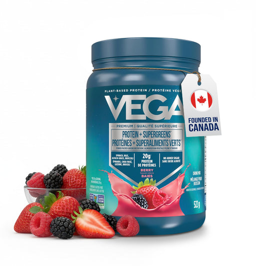 Vega Protein + Supergreens Vegan Plant Based Protein Powder – 20g Organic Pea Protein, Dairy-free, Healthy Breakfast Shake – Berry 18 Servings, 522 grams (Pack of 1)