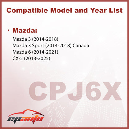 EPAuto CPJ6X (KD45-61-J6X) Cabin Air Filter includes Activated Carbon Replacement for Mazda 3 (2014-2018), Mazda 6 (2014-2021), CX-5 (2013-2025)