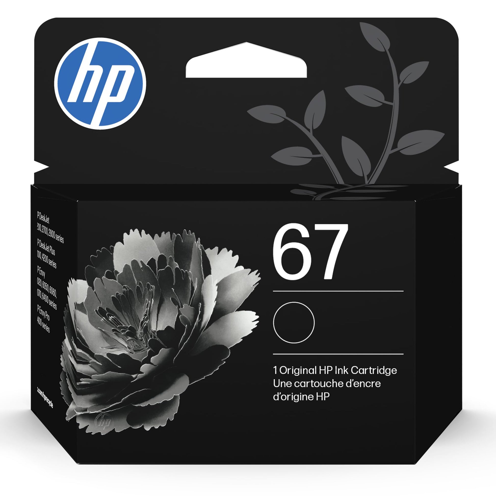Original HP 67 Black Ink Cartridge | Works with HP DeskJet 1255, 2700, 4100 Series, HP Envy 6000, 6400 Series | Eligible for Instant Ink | 3YM56AN