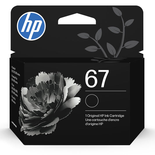 Original HP 67 Black Ink Cartridge | Works with HP DeskJet 1255, 2700, 4100 Series, HP Envy 6000, 6400 Series | Eligible for Instant Ink | 3YM56AN