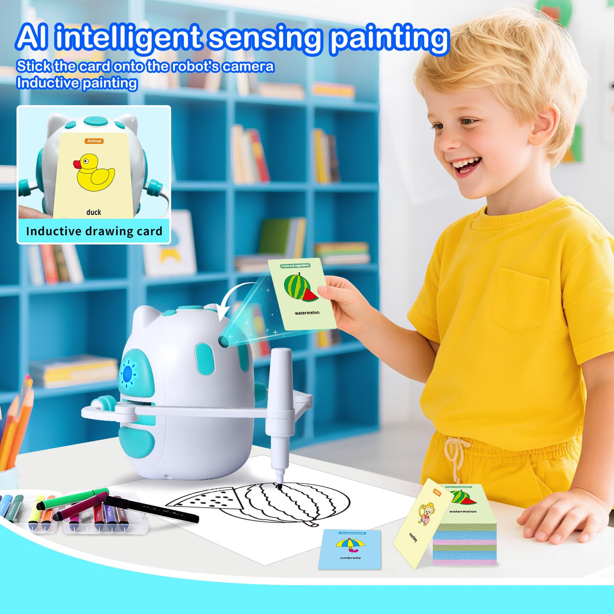 Drawing Robot for Kids 150 Educational Cards Smart Drawing Robot Voice Interactive Partner Montessori Painting Toy for Boys Girls Ages 3-8 Perfect for Birthdays Christmas Learning Fun（English Version） 🍁 All In One Marketplace Canada