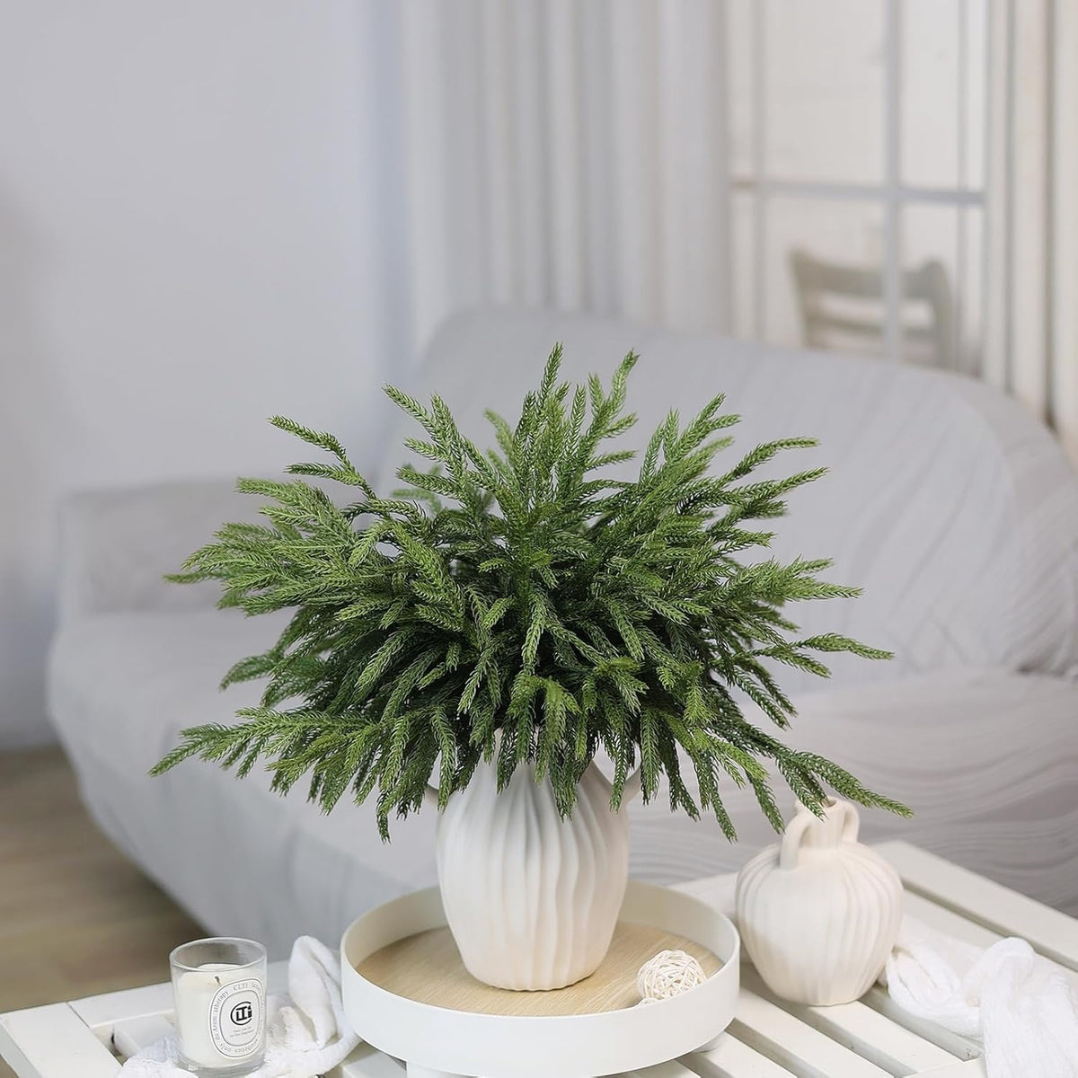 EWRITN Artificial Norfolk Pine Branches, 16 Pieces, Faux Christmas Greenery Stems for Indoor Outdoor Holiday Home Decor 🍁 All In One Marketplace Canada